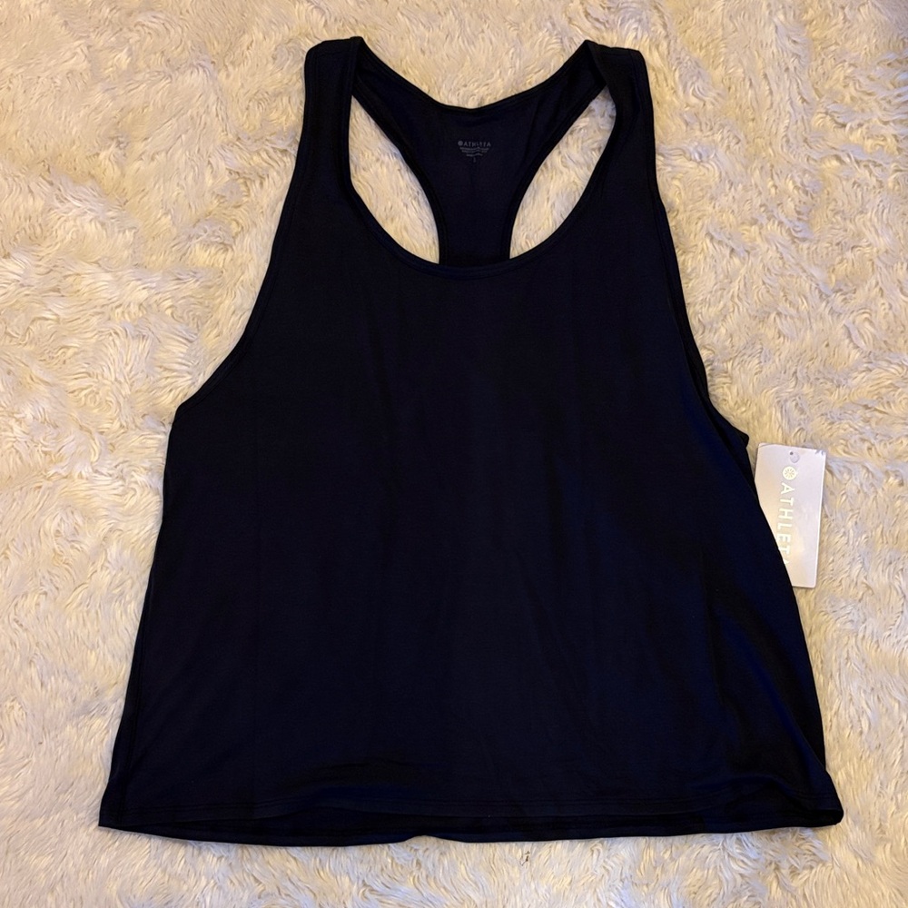 NWT black Athleta With Ease Sport Racerback Tank, size L